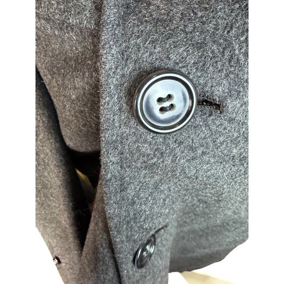 Vintage 1960s ES Levy Wool Coat Gray Overcoat Men's Long Lined Large Galveston - Picture 4 of 6